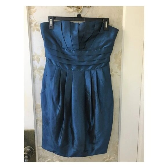 Forever 21 Dark Blue Strapless Short Taffeta Party Dress,Size L - Picture 2 of 7
